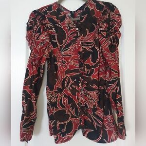 Sfera Spain Brand Elegant Red and Black Floral Women's Blouse M